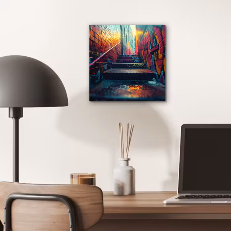Aluminium schilderij - Architectuur - Neon - Trap - Graffiti — 6