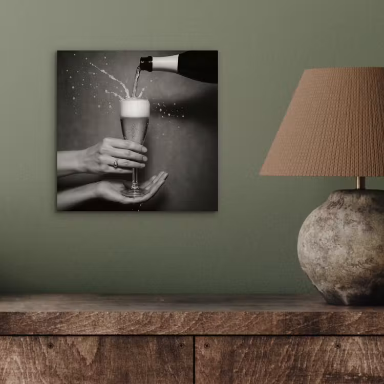 Aluminium schilderij - Champagnefles - Glas - Minimalistisch - Spetters — 3