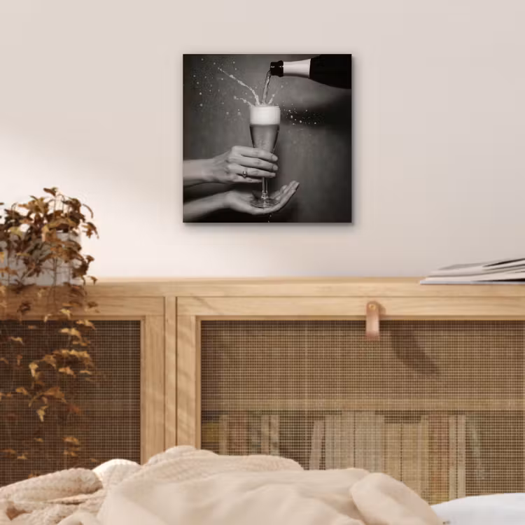 Aluminium schilderij - Champagnefles - Glas - Minimalistisch - Spetters — 4