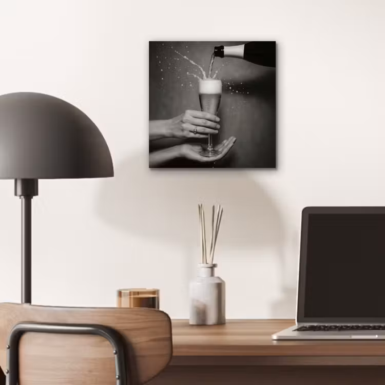Aluminium schilderij - Champagnefles - Glas - Minimalistisch - Spetters — 6