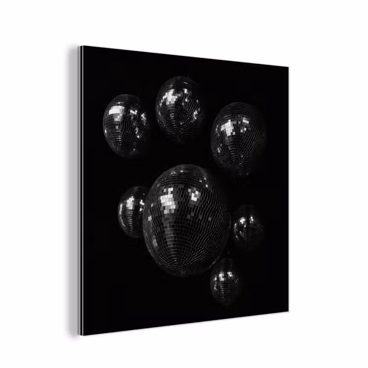 Aluminium schilderij - Discoballen - Minimalistisch - Zwart — 1
