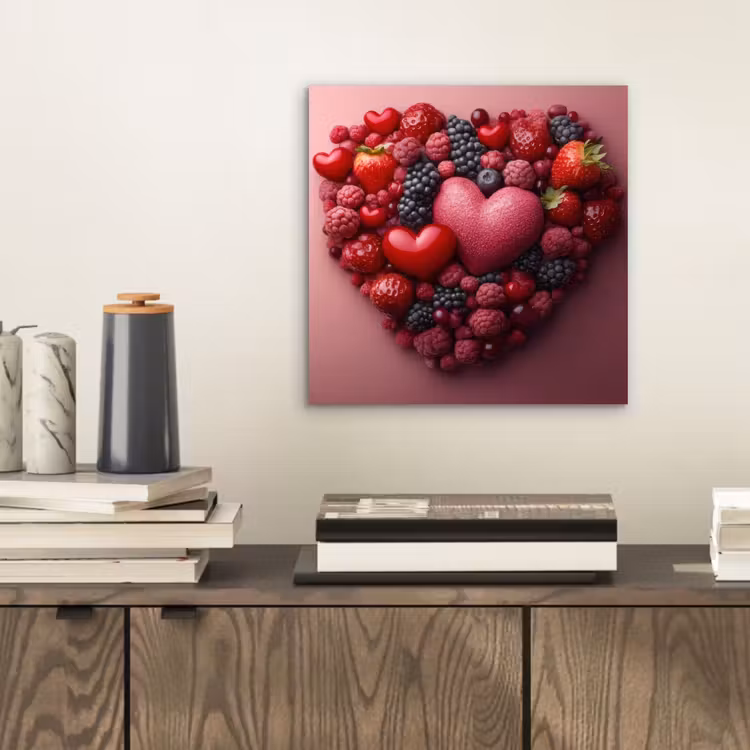 Aluminium schilderij - Fruit - Hartjes - Aardbeien - Frambozen - Bosbessen — 2