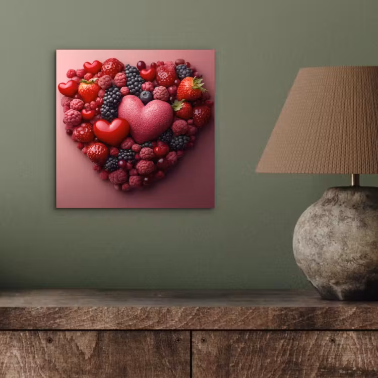 Aluminium schilderij - Fruit - Hartjes - Aardbeien - Frambozen - Bosbessen — 3