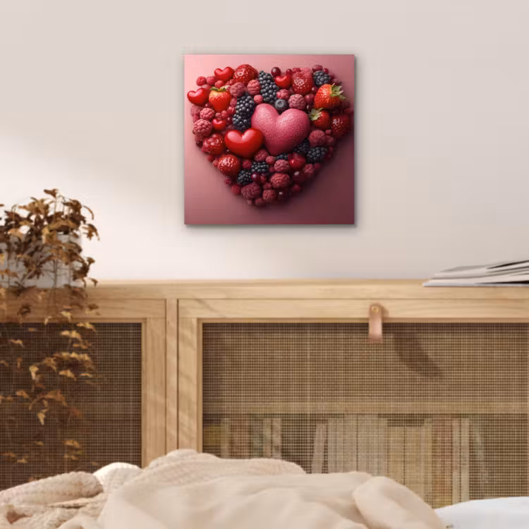 Aluminium schilderij - Fruit - Hartjes - Aardbeien - Frambozen - Bosbessen — 4