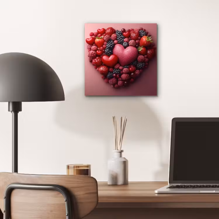 Aluminium schilderij - Fruit - Hartjes - Aardbeien - Frambozen - Bosbessen — 6