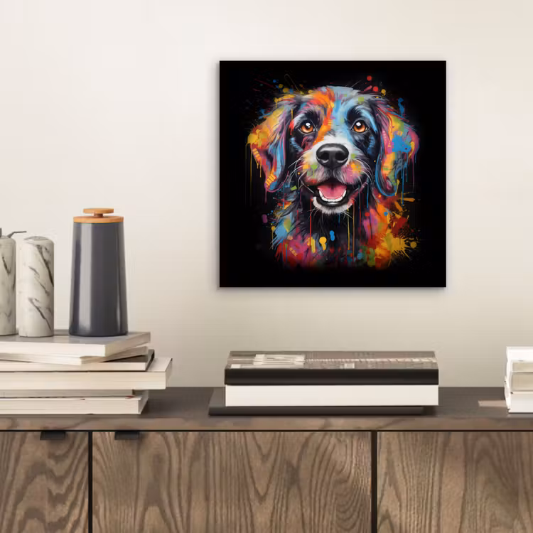 Aluminium schilderij - Graffiti - Hond - Zwart - Kleuren — 2