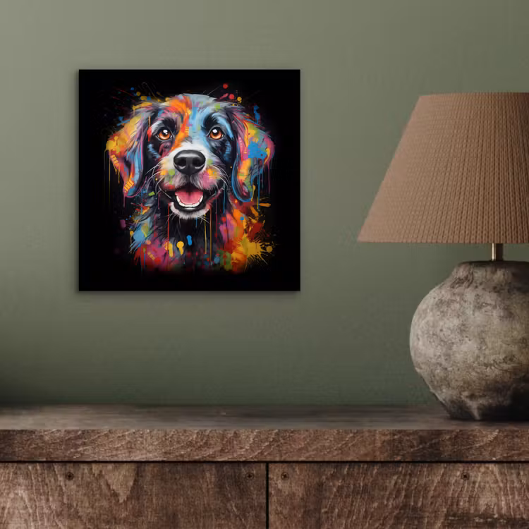 Aluminium schilderij - Graffiti - Hond - Zwart - Kleuren — 3