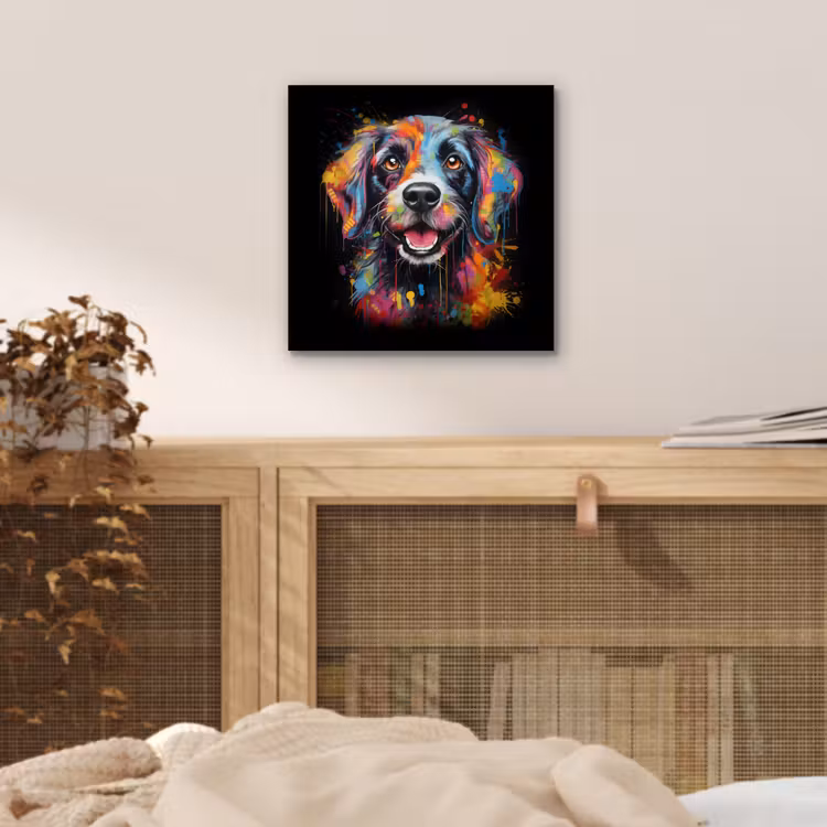 Aluminium schilderij - Graffiti - Hond - Zwart - Kleuren — 4