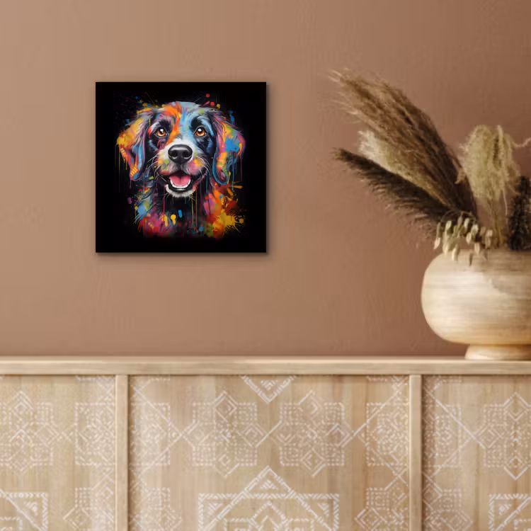 Aluminium schilderij - Graffiti - Hond - Zwart - Kleuren — 5