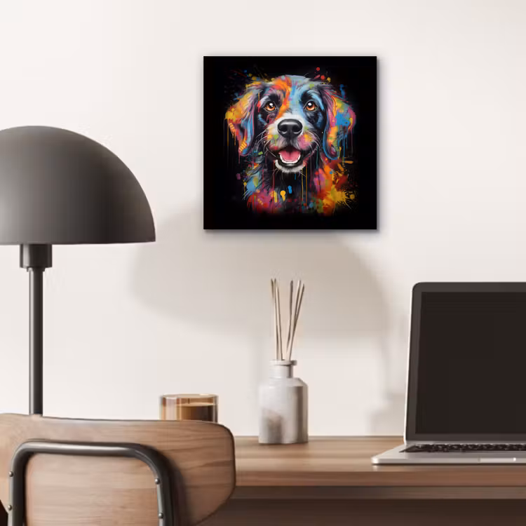 Aluminium schilderij - Graffiti - Hond - Zwart - Kleuren — 6