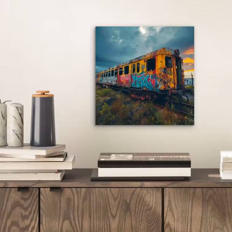 Aluminium schilderij - Graffiti - Trein - Street art - Verlaten — 2