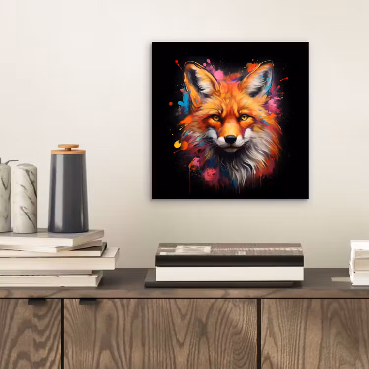 Aluminium schilderij - Graffiti - Vos - Zwart - Pop art — 2