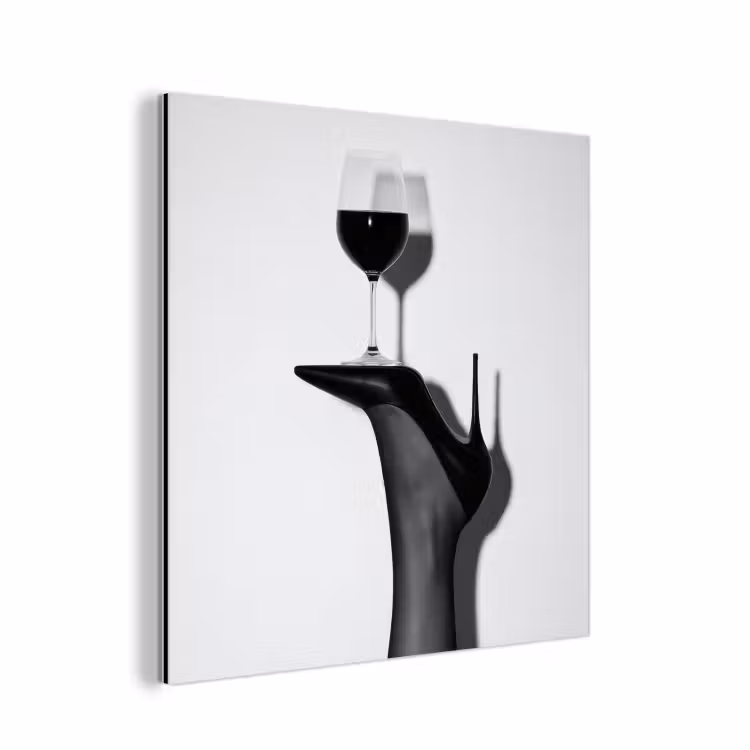 Aluminium schilderij - Hak - Wijn - Minimalistisch - Zwart — 1