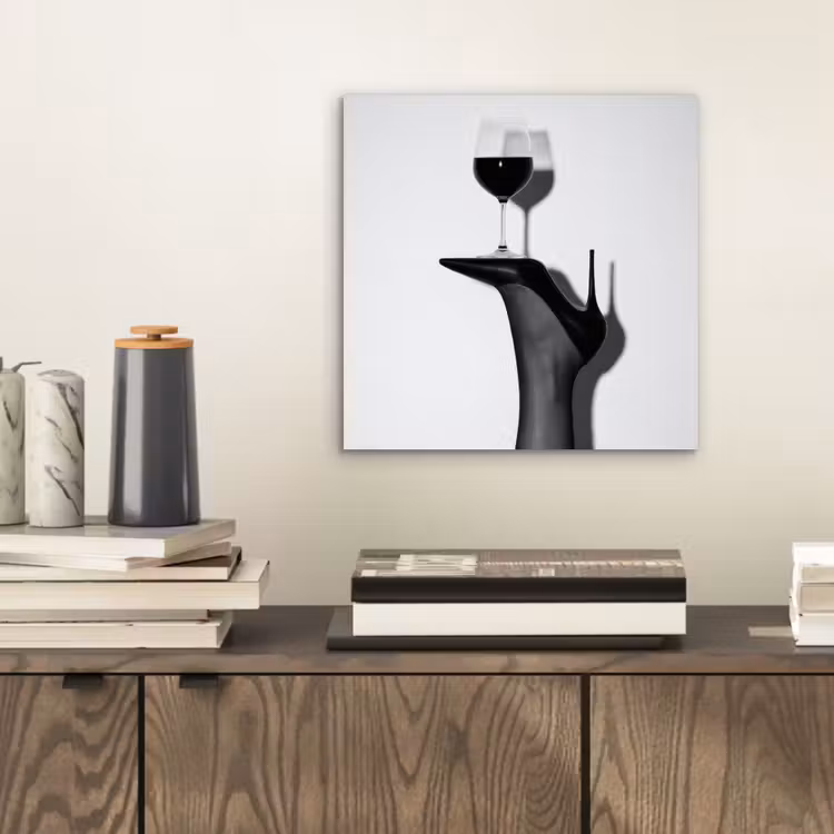 Aluminium schilderij - Hak - Wijn - Minimalistisch - Zwart — 2