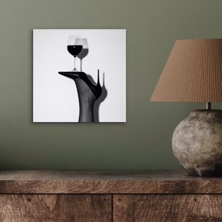 Aluminium schilderij - Hak - Wijn - Minimalistisch - Zwart — 3