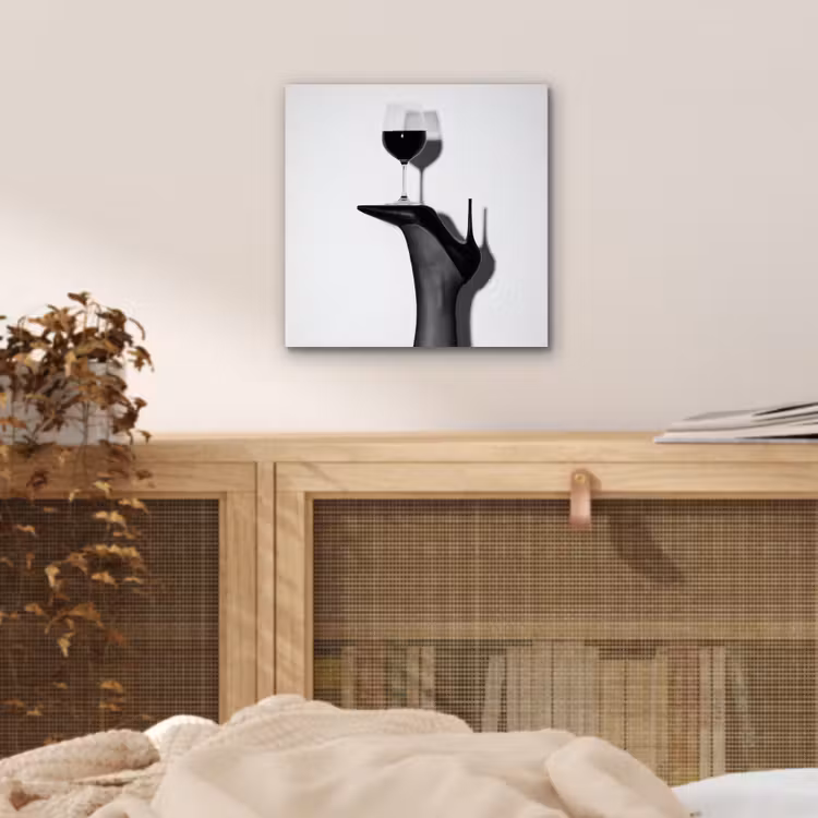 Aluminium schilderij - Hak - Wijn - Minimalistisch - Zwart — 4