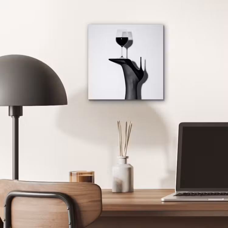 Aluminium schilderij - Hak - Wijn - Minimalistisch - Zwart — 6