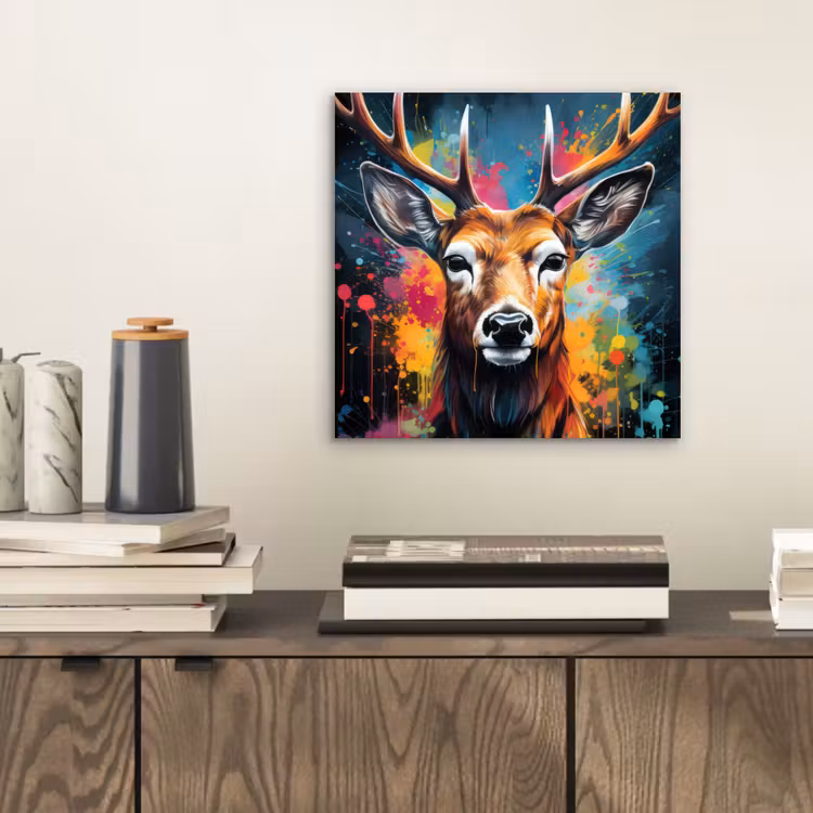 Aluminium schilderij - Hert - Graffiti - Dieren - Kleuren — 2