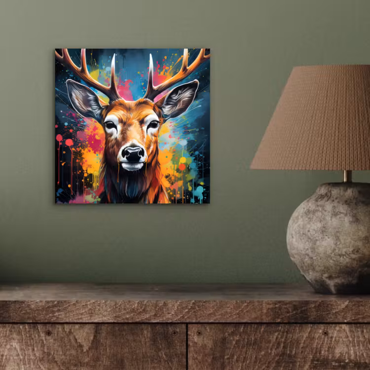 Aluminium schilderij - Hert - Graffiti - Dieren - Kleuren — 3