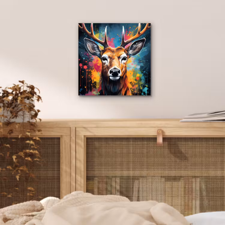 Aluminium schilderij - Hert - Graffiti - Dieren - Kleuren — 4