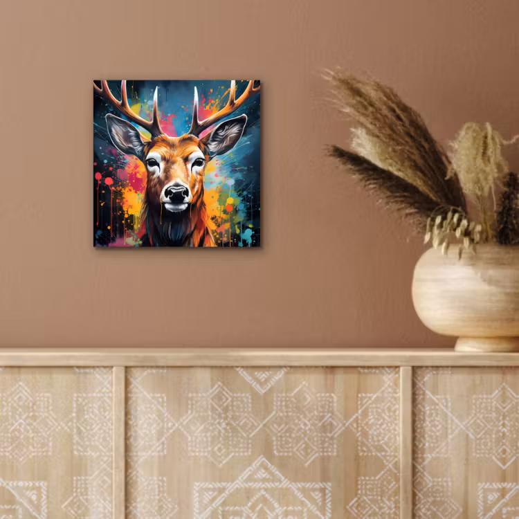 Aluminium schilderij - Hert - Graffiti - Dieren - Kleuren — 5