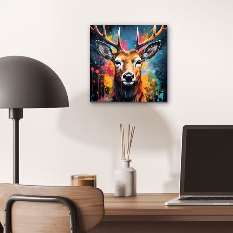 Aluminium schilderij - Hert - Graffiti - Dieren - Kleuren — 6