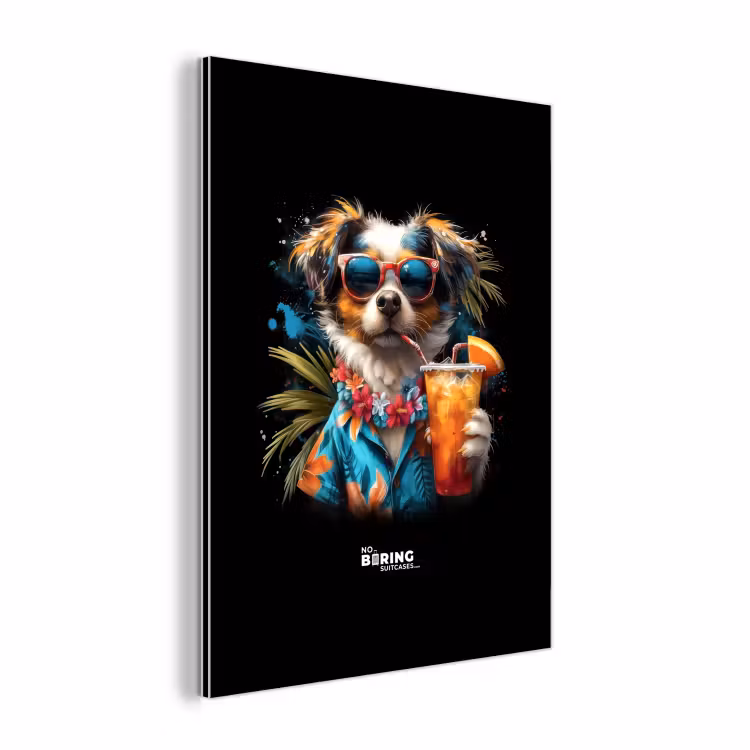Aluminium schilderij - Hond in tropische sferen — 1
