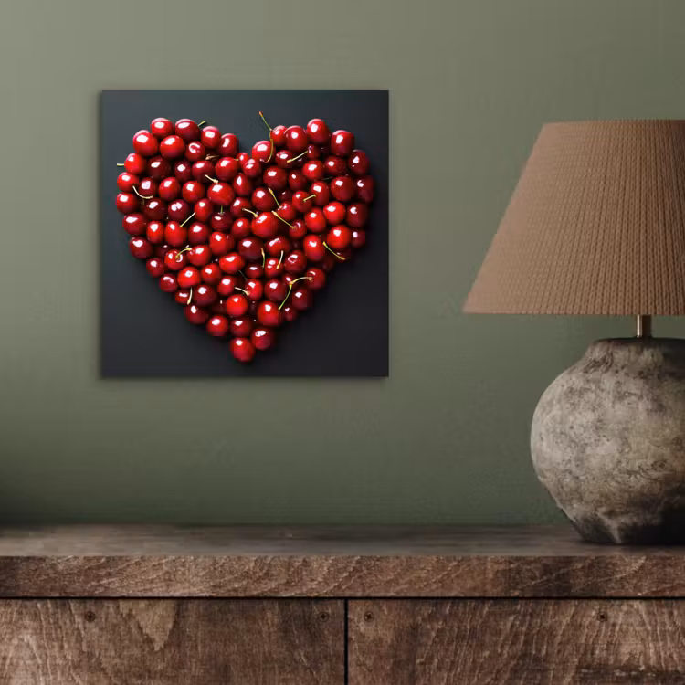 Aluminium schilderij - Kersen - Hart - Rood - Zwart — 3