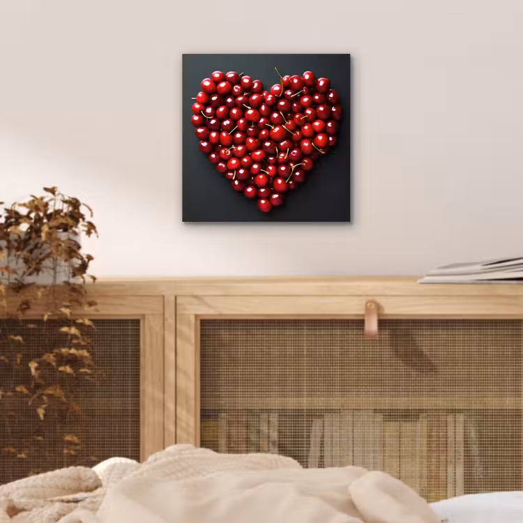 Aluminium schilderij - Kersen - Hart - Rood - Zwart — 4