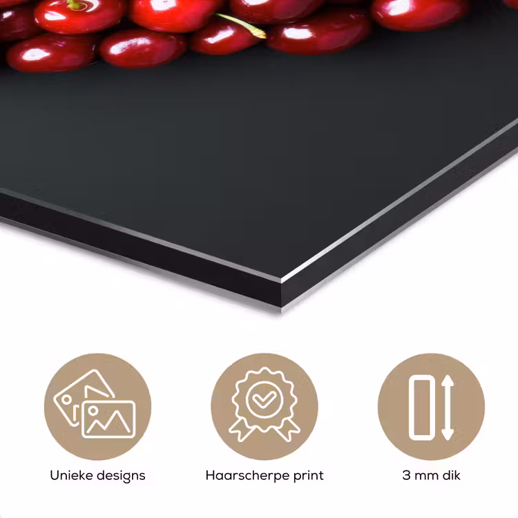 Aluminium schilderij - Kersen - Hart - Rood - Zwart — 7
