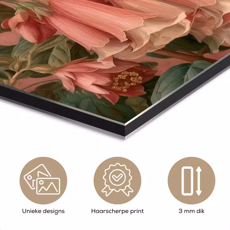 Aluminium schilderij - Kolibries - Bloemen - Groen - Roze — 7