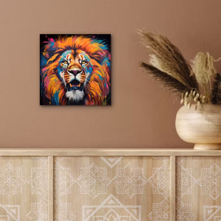 Aluminium schilderij - Leeuw - Graffiti - Dieren - Zwart — 5