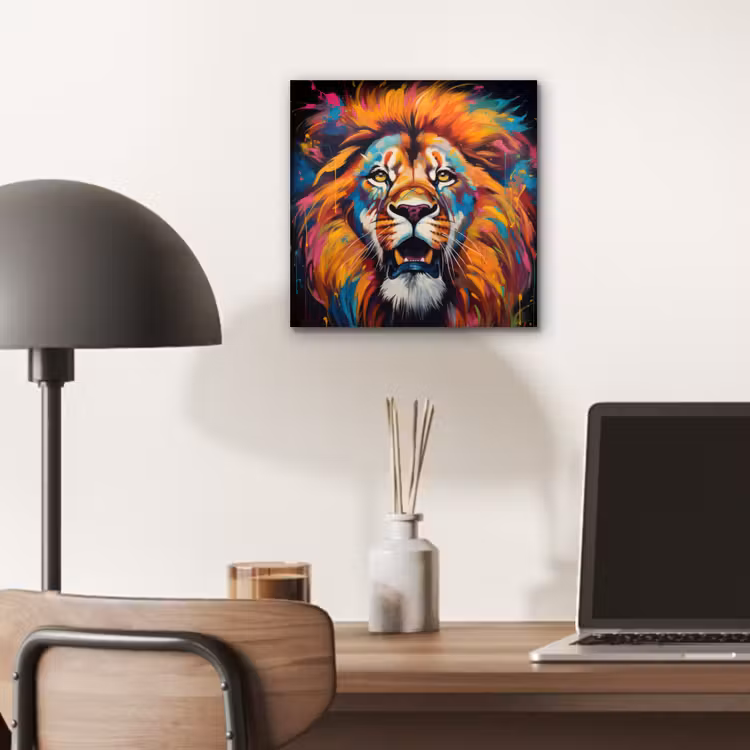 Aluminium schilderij - Leeuw - Graffiti - Dieren - Zwart — 6