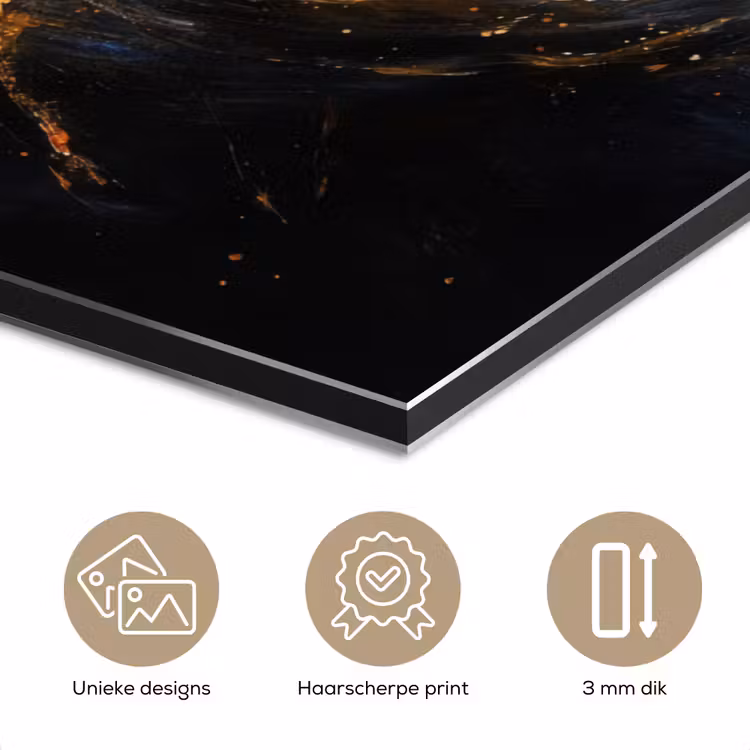 Aluminium schilderij - Leeuw - Zwart - Oranje - Verf — 7