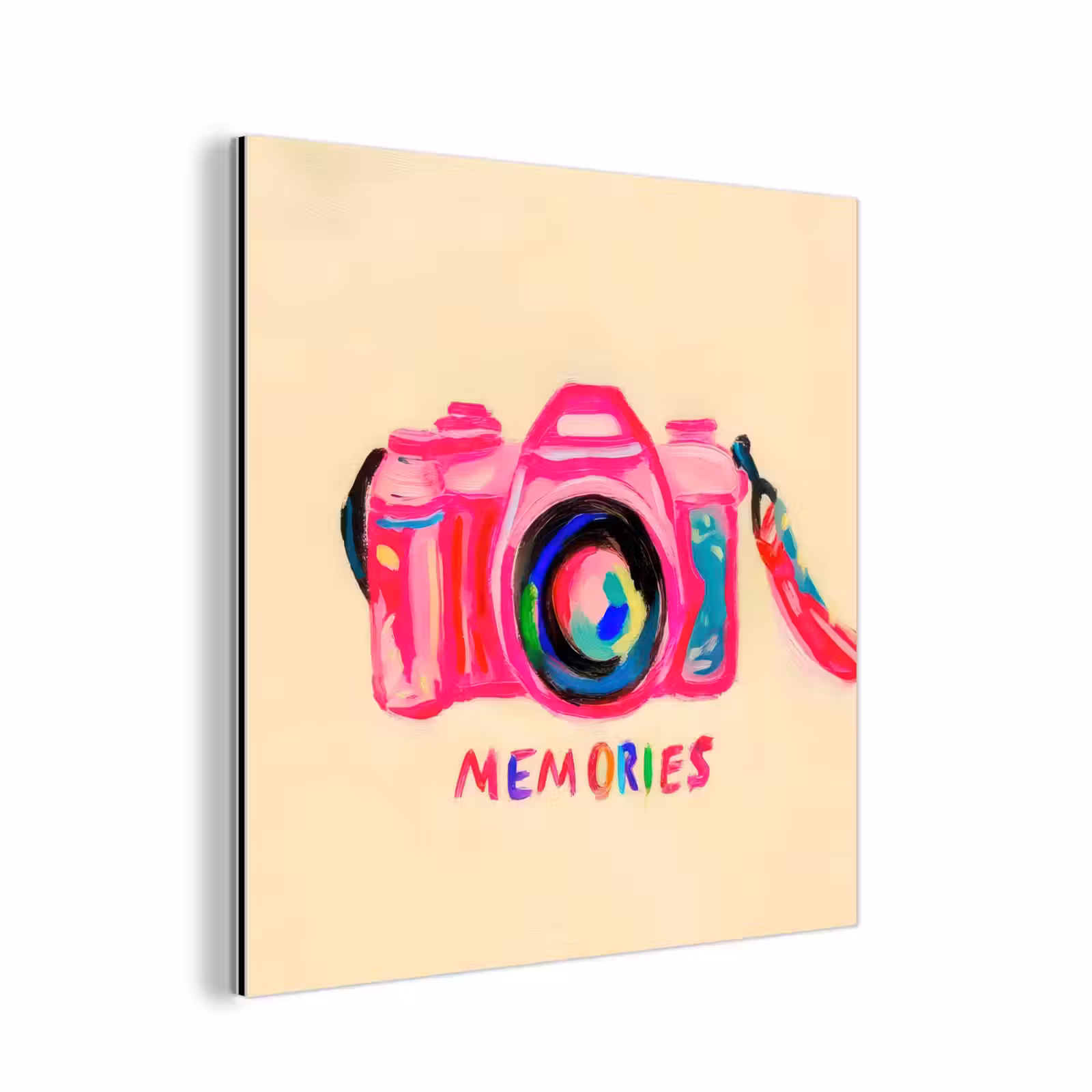 Aluminium schilderij - Camera - Memories - Roze - Geschilderd — 1