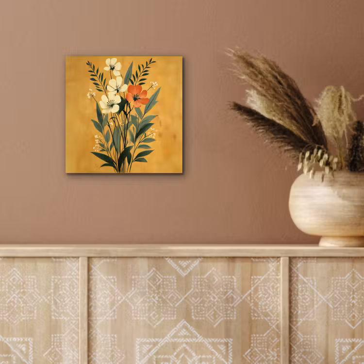 Aluminium schilderij - Bladeren - Boeket - Bloemen - Geel — 5