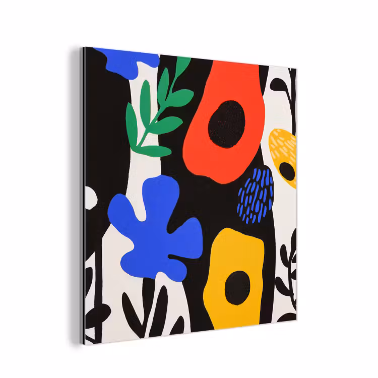 Aluminium schilderij - Bloemen - Bladeren - Abstract - Zwart — 1