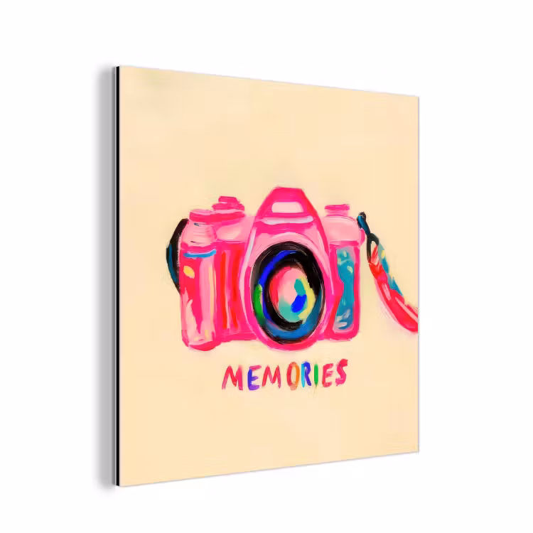 Aluminium schilderij - Camera - Memories - Roze - Geschilderd — 1