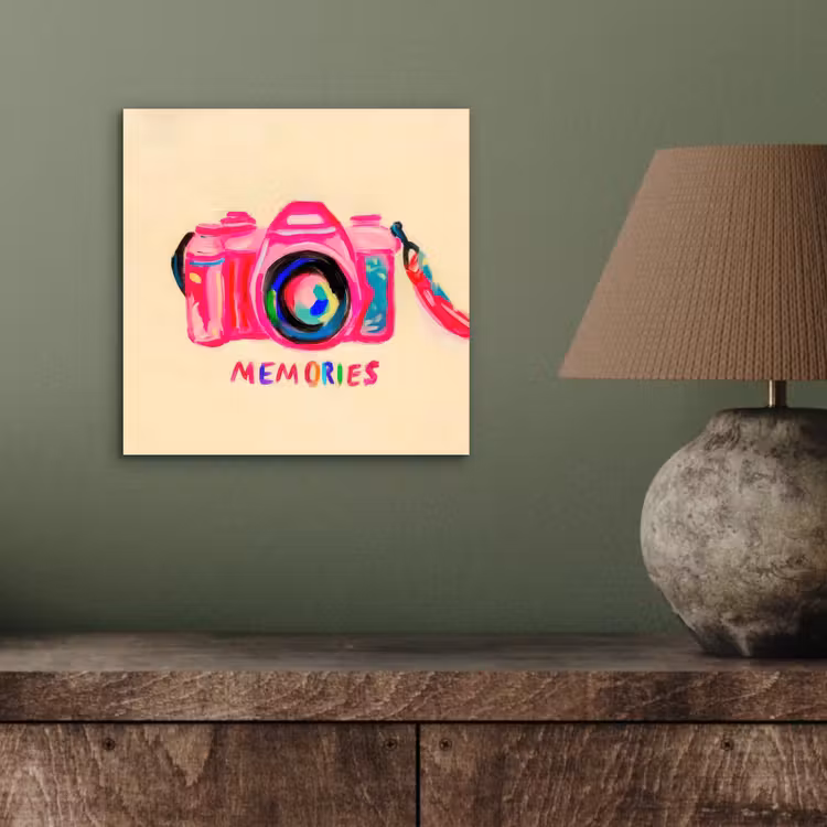 Aluminium schilderij - Camera - Memories - Roze - Geschilderd — 3