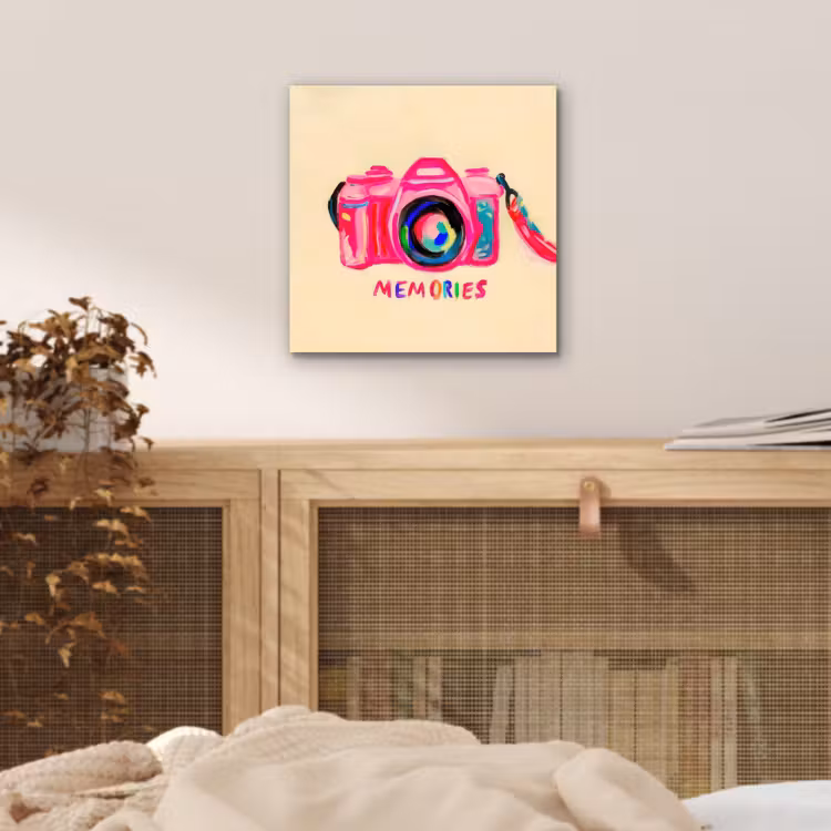 Aluminium schilderij - Camera - Memories - Roze - Geschilderd — 4