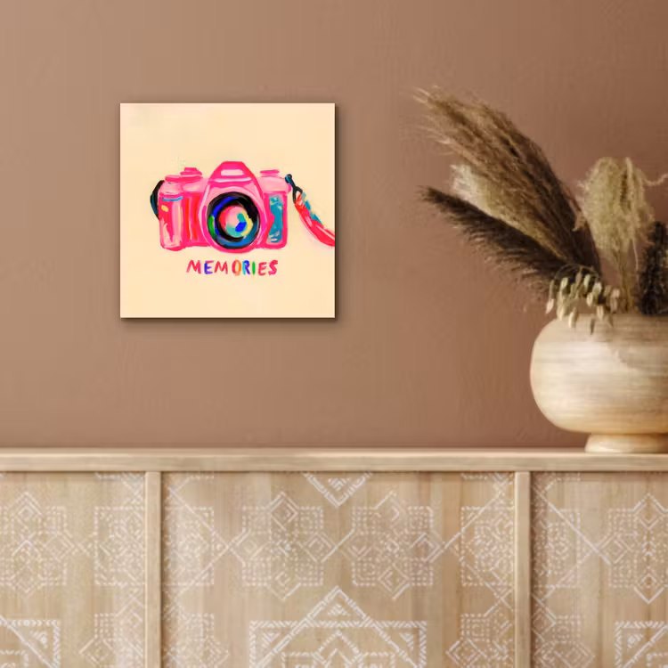 Aluminium schilderij - Camera - Memories - Roze - Geschilderd — 5