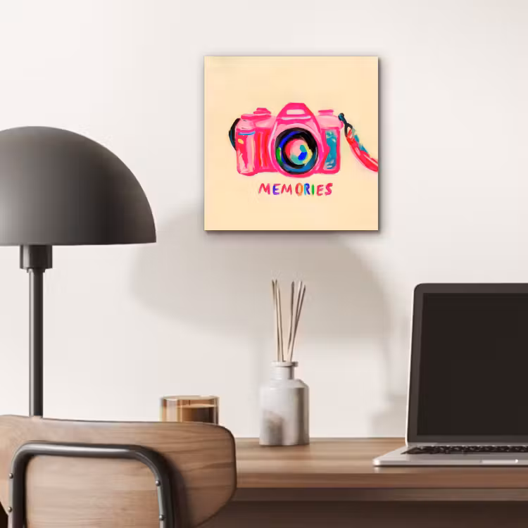 Aluminium schilderij - Camera - Memories - Roze - Geschilderd — 6