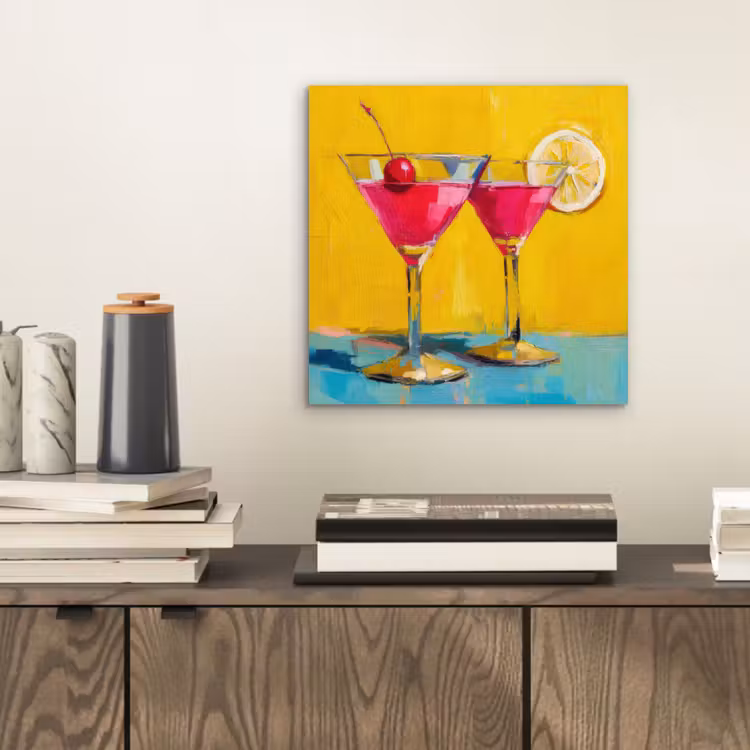 Aluminium schilderij - Glazen - Cocktail - Citroen - Kers — 2