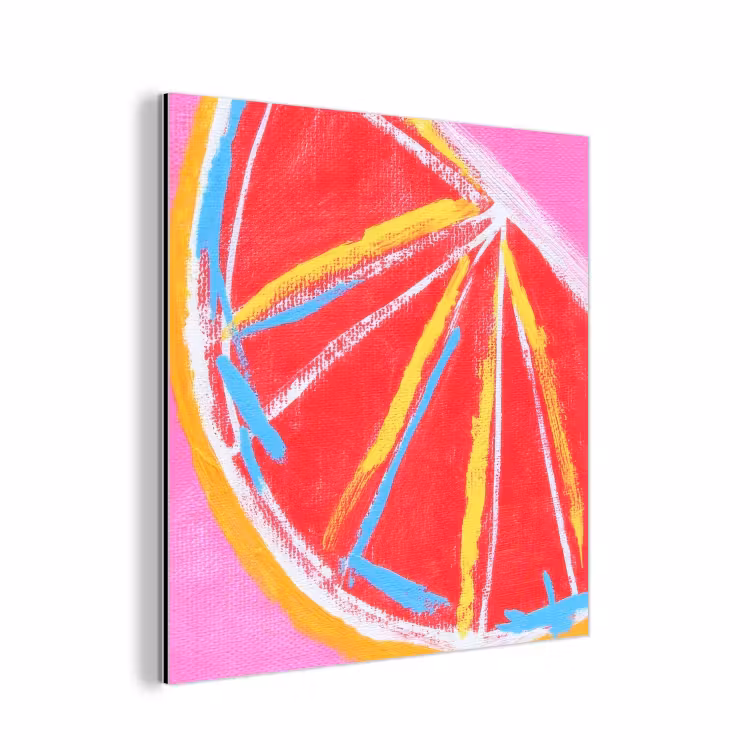 Aluminium schilderij - Grapefruit - Geschilderd - Roze - Strepen — 1