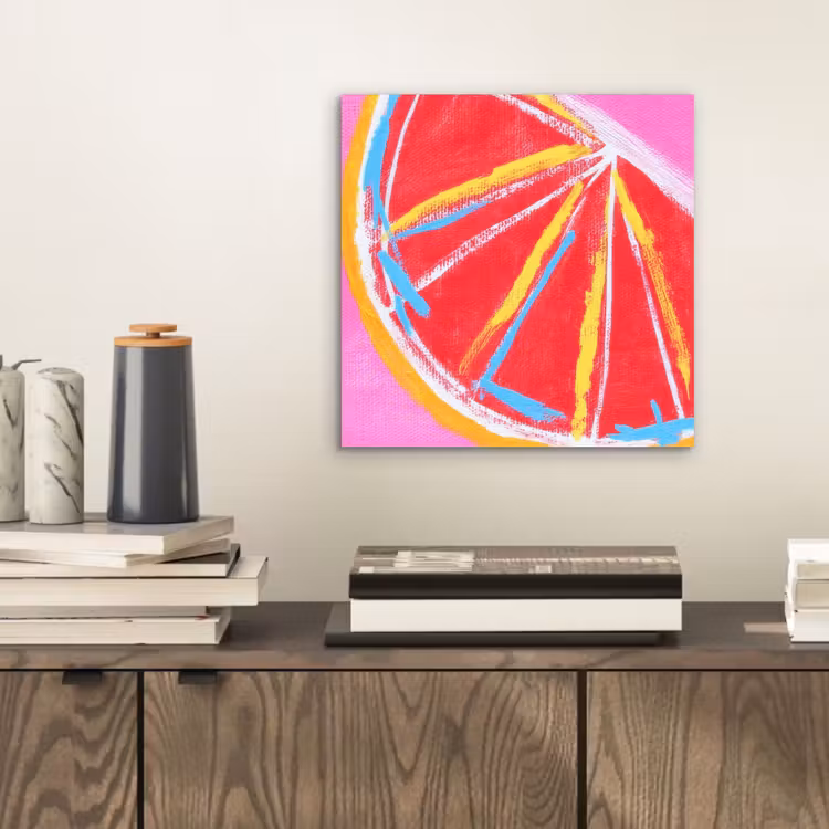 Aluminium schilderij - Grapefruit - Geschilderd - Roze - Strepen — 2