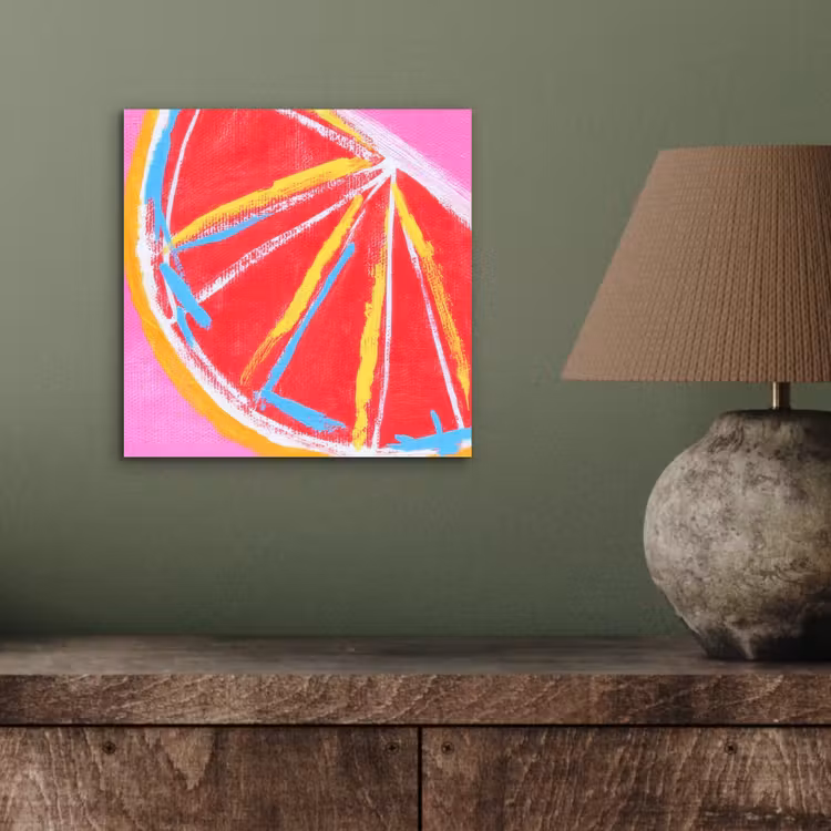 Aluminium schilderij - Grapefruit - Geschilderd - Roze - Strepen — 3