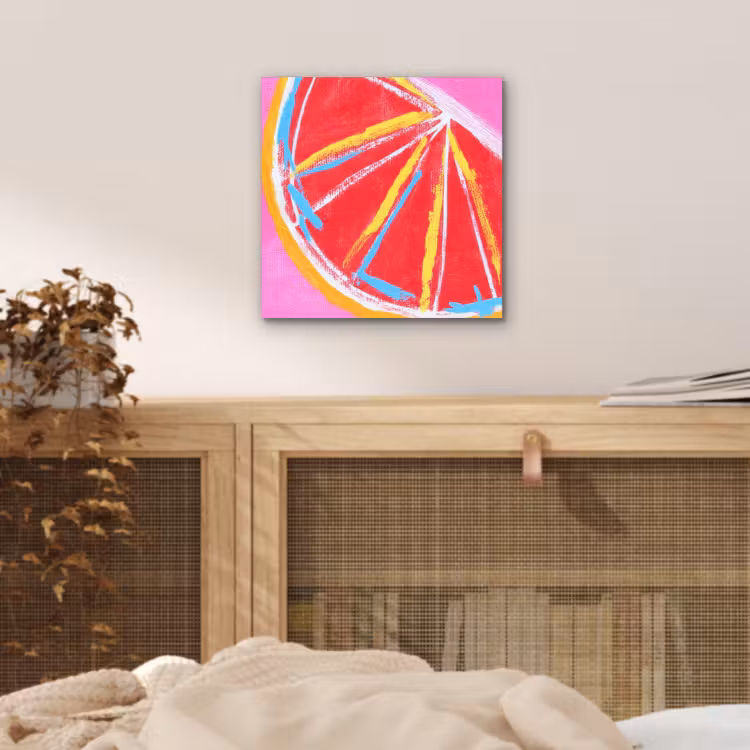 Aluminium schilderij - Grapefruit - Geschilderd - Roze - Strepen — 4