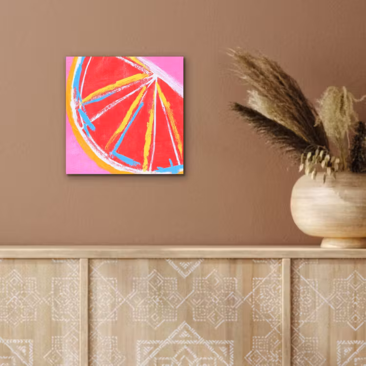 Aluminium schilderij - Grapefruit - Geschilderd - Roze - Strepen — 5