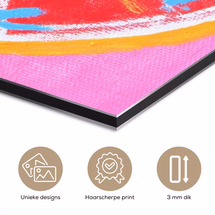 Aluminium schilderij - Grapefruit - Geschilderd - Roze - Strepen — 7