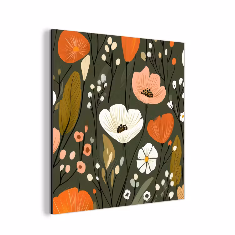 Aluminium schilderij - Bloemen - Illustratie - Groen — 1